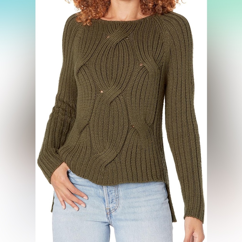 Kaufman Franco Olive Green Cable Knit Sweater